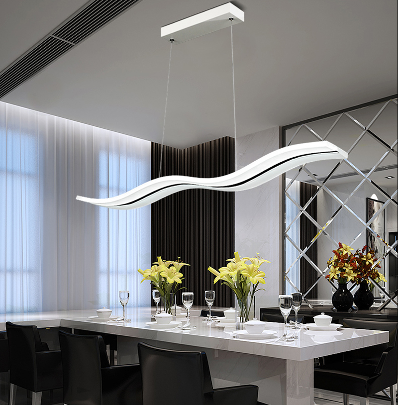 38W suspension moderne lampe LED bande intérieure lustre acrylique LED courroie éclairage flexueux
