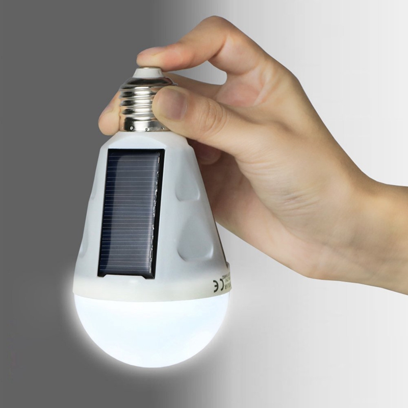 

New Portable Solar Powered LED Lamp Light E27 7W Solar Panel Led Bulb For Camp Night Outdoor Activities Emergency