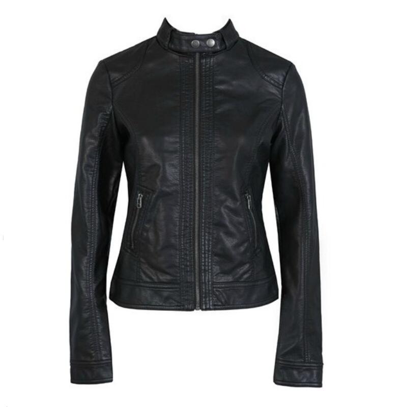 

Women's Leather Jacket PU Leather Motorcycle Jacket fashion Jacket Slim Women'Soft Leather Large Size XS-XXXL, Black