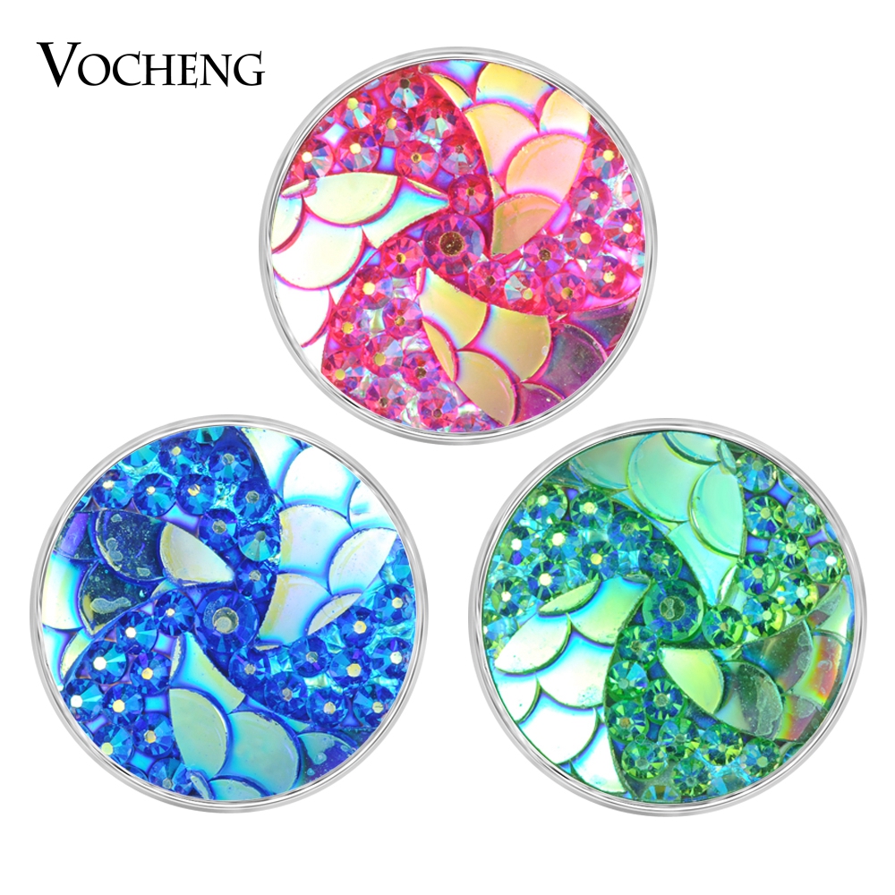

VOCHENG NOOSA Chunks Resin Ginger Snap button Charms Copper Metal Base 6 Colors 18mm snap button Charms Vn-1830