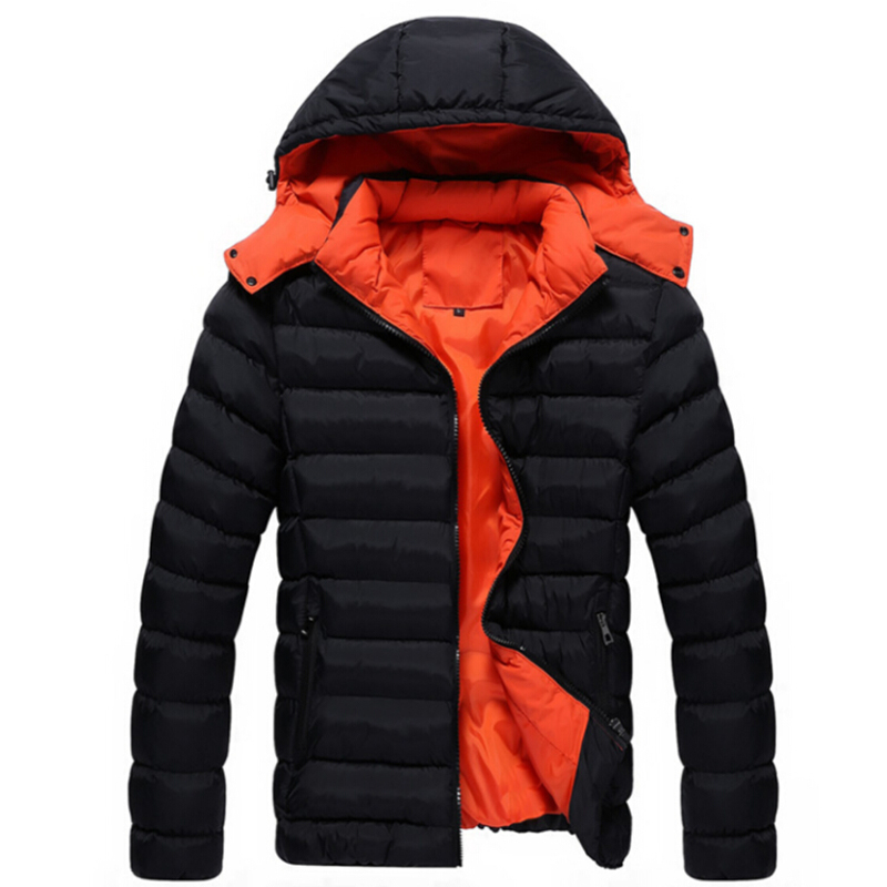 

Wholesale- New Arrival Men Jacket Warm cotton coat mens casual hooded jackets Handsome thicking Parka Plus size -3XL Coats, Black
