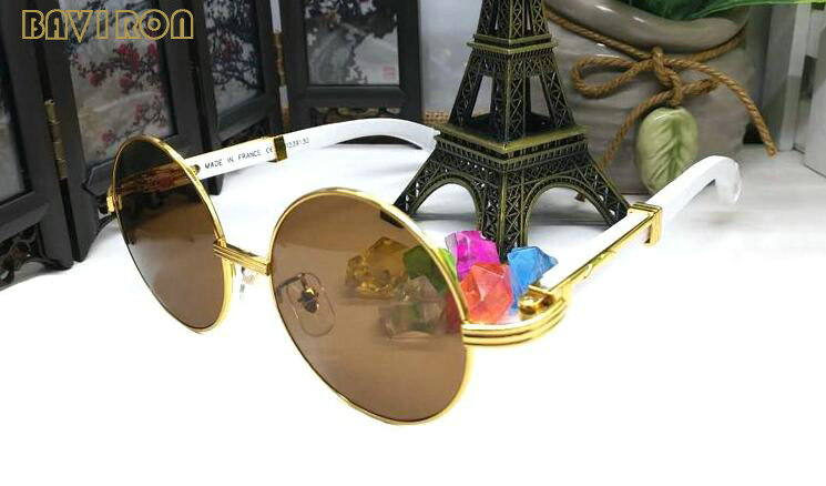 

with box 2020 fashion sunglasses men women buffalo horn sport sunglasses round clear lens wooden sun glasses