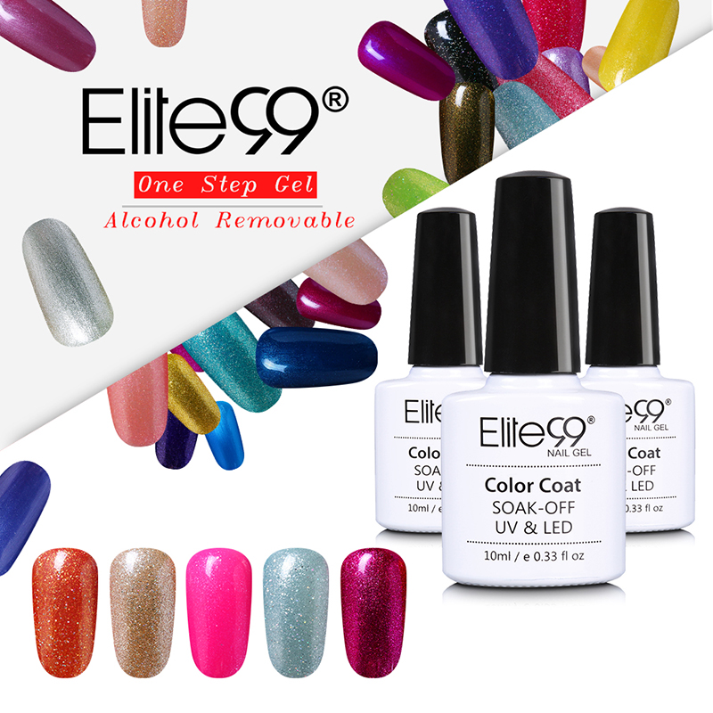

Wholesale- Elite99 Perfect Alcohol Removable One Step Nail Polish Gel 3 in 1 UV LED Soak off Long Lasting Gel Polish Nail Art Varnish 10ml, 0022