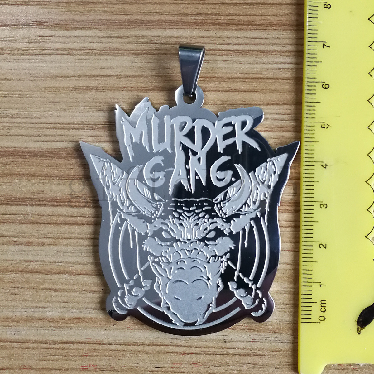 Cool MURDER GANG grand 2,5 pouces breloque tueur en acier inoxydable poli sculpté pendentif boule chaîne collier 30 pouces