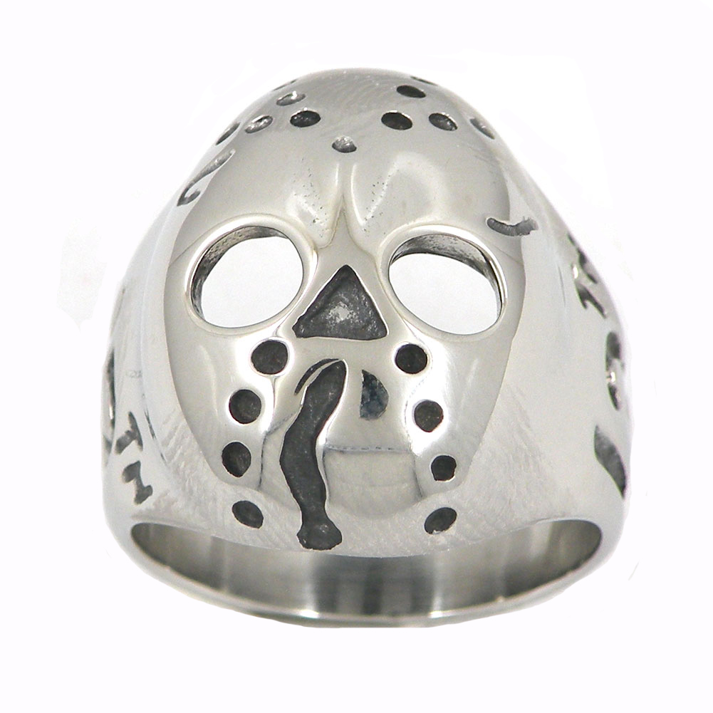 

FANSSTEEL stainless steel vintage mens or wemens jewelry SIGNET CLASSIC 13 skull mask ring BIKER RING fsr13W11