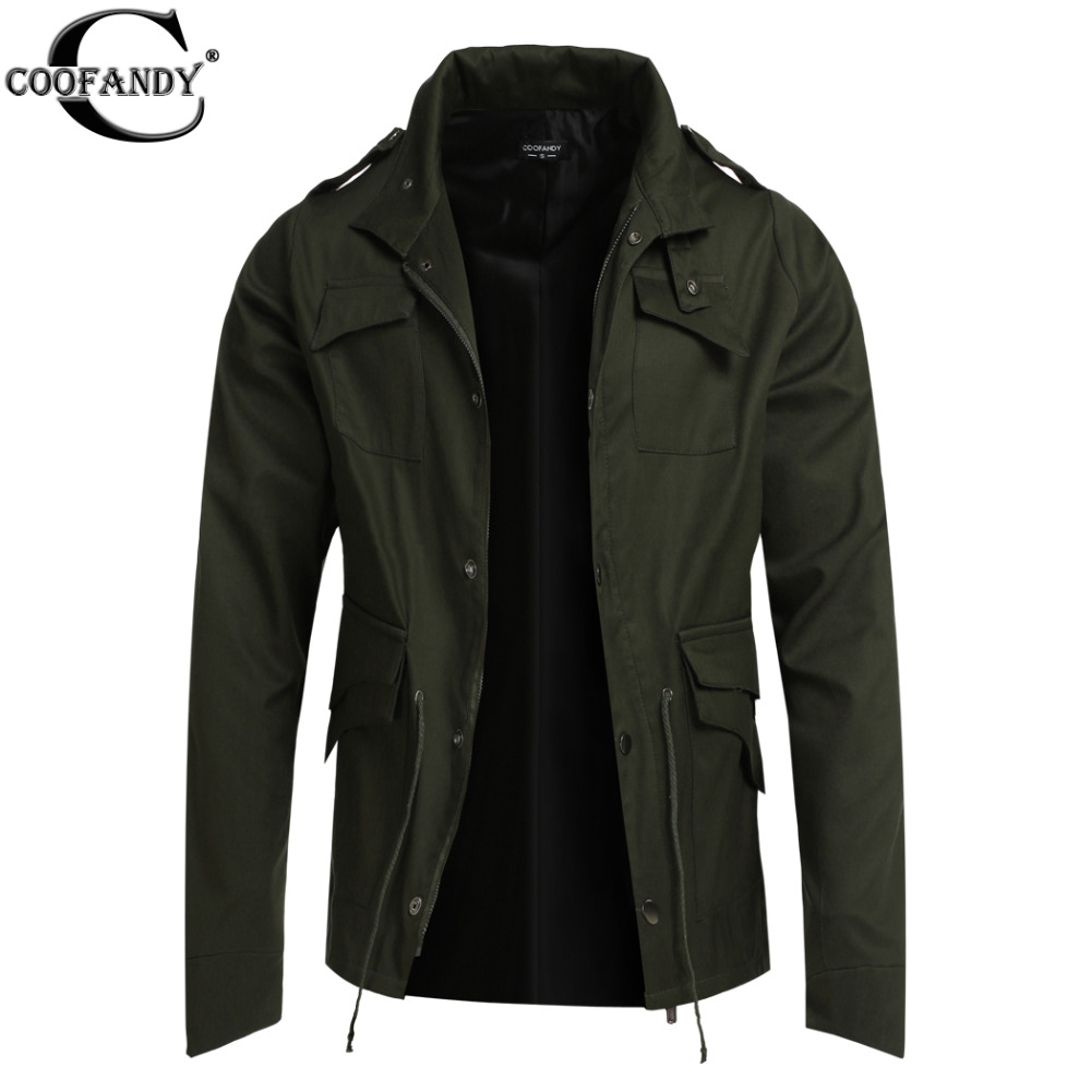 

Wholesale- COOFANDY Jacket Coat WinterSpring Fashion Mens Trench Coat Slim Black Men's Jackets Outerwear Casual Windbreaker EZ, Green