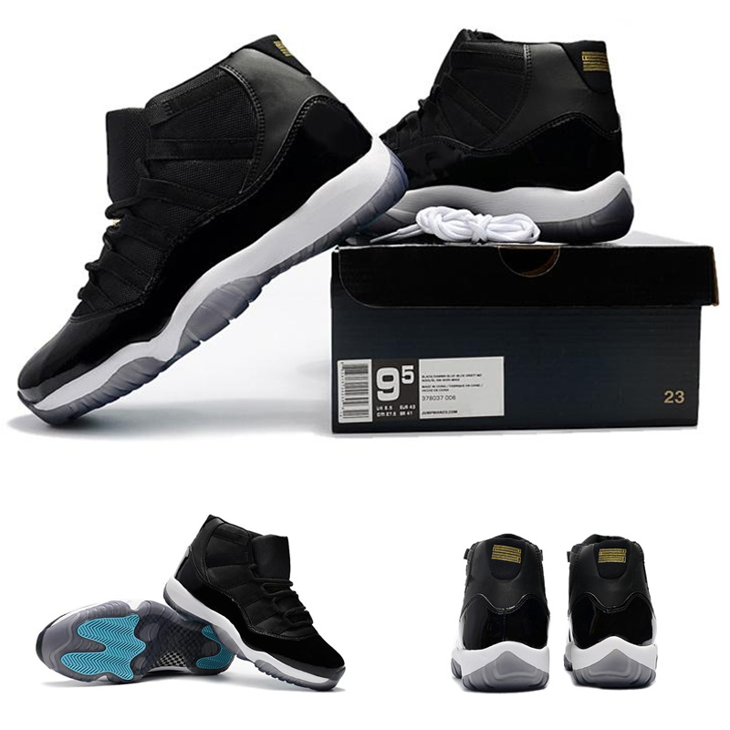 

Black Crystal blue Men Sneaker 11s Basketball shoes Trainer Leather +Nylon Outdoor Sports 11 footwear size 41-47