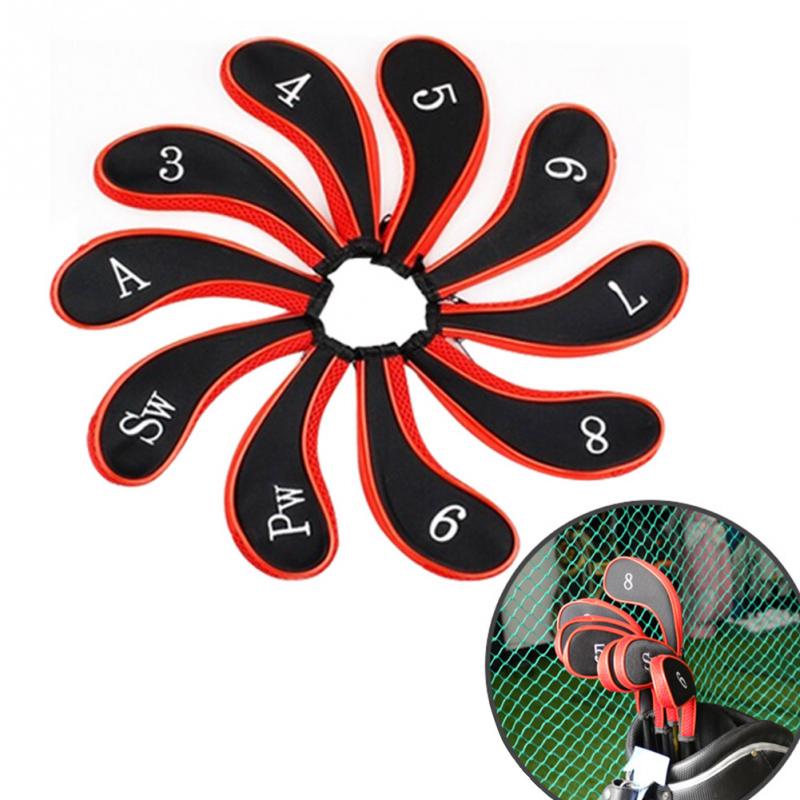 

High quality 10 pcsset Golf Club Iron Headcovers Head Cover Protect Set Golf Iron Putter Head Cover Neoprene Zipper design