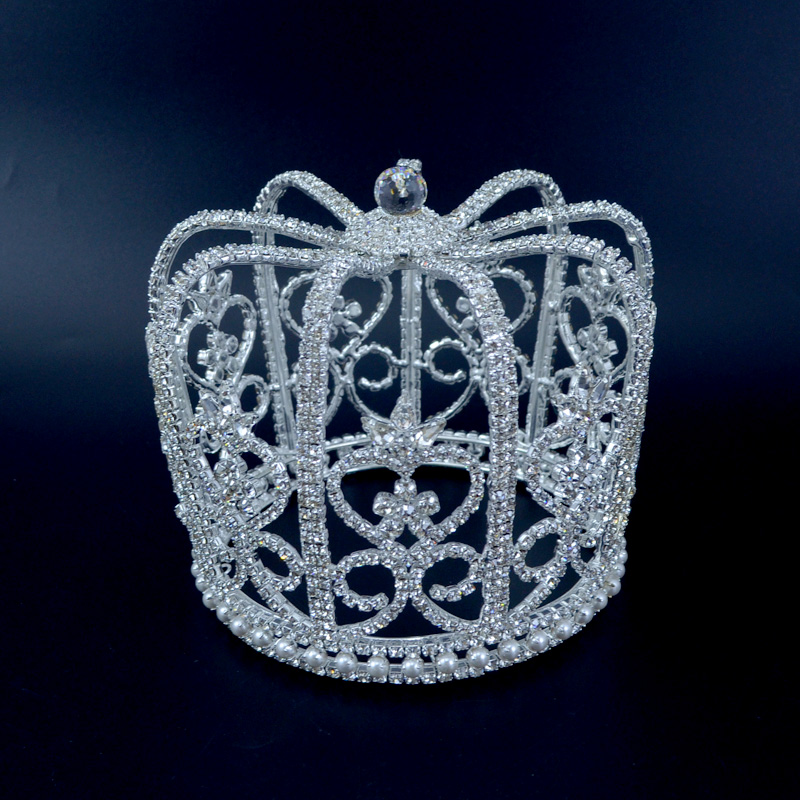 

Royal Crown Tiara Hat Cap Shape Hair Jewelry Rhinestone Crystal Full Round Queen`s Princess`s Headwear pretty girl Bridal Wedding Mo087