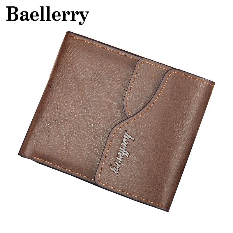 

Wholesale- Baellerry 2017 New sale Men Wallet Casual Male card Purse holders Clutch Bag PU Leather short money clip Hand Bags VK320, Deep coffee
