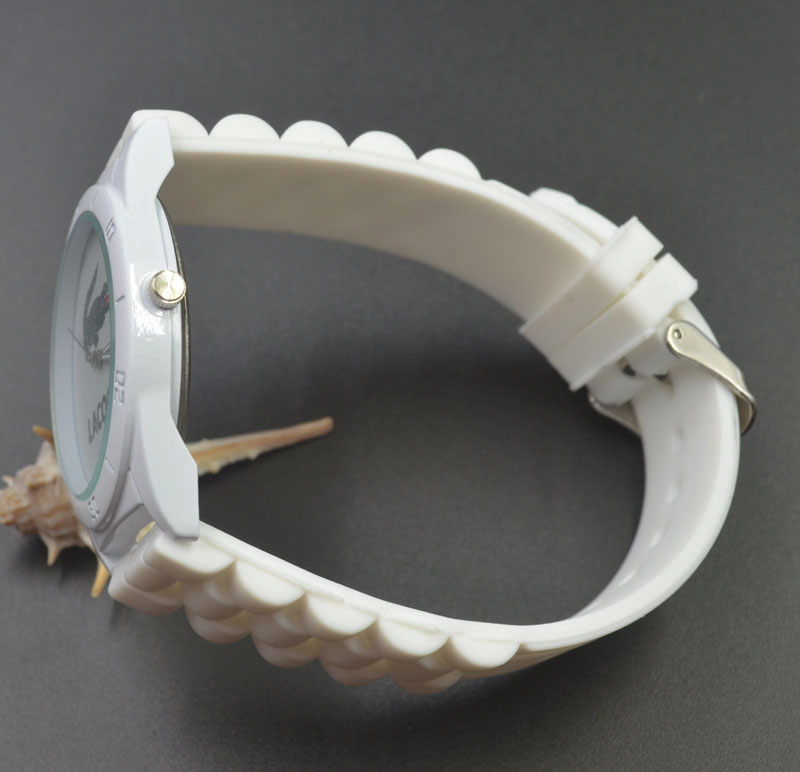 

Casual Watches Women Men Unisex Animal Crocodile Style Dial Silicone Strap Analog Quartz Wrist Watch, White