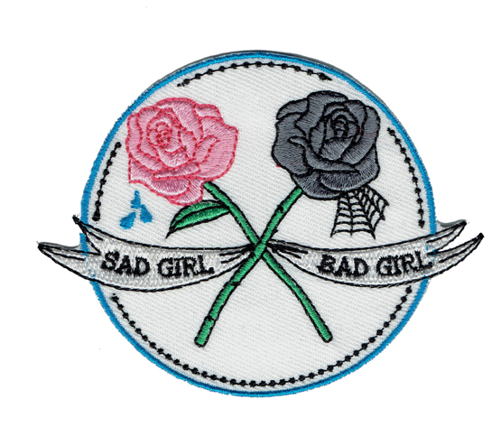 

Fashion Rose Flower Sad Girl Bad Girl Embroidered Cartoon Patch Iron On Any Garment DIY Applique Patch Pink Grey Badge G0505 Free Shipping, Black