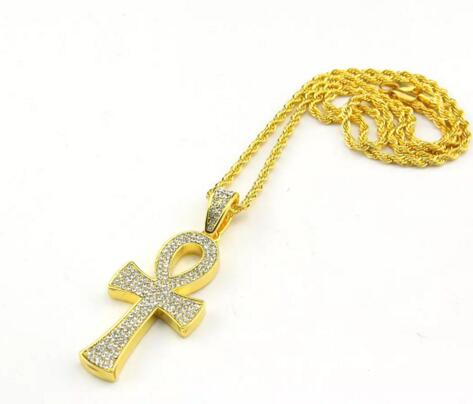 

18K Gold Plated Hip Hop Cross Pendant Necklace Charm Chain For Men and Women Trendy Holiday Accessories, Silver