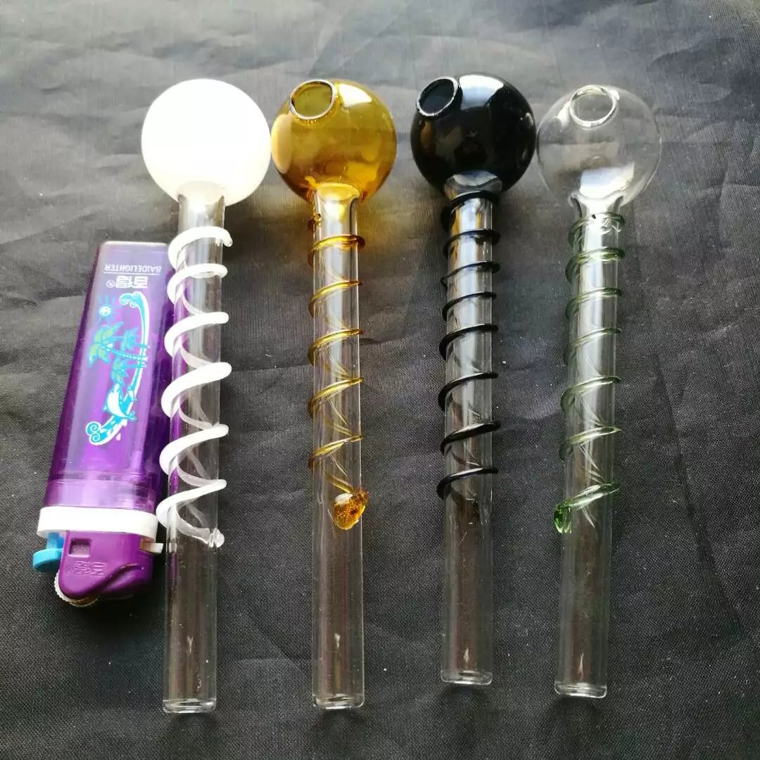

mini smoking pipe with colored coil small hand oil burner In Stock short glass colored Burner