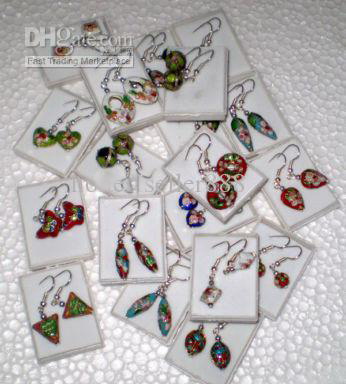 

wholesale10PCS/5pair/1 lot Stunning Cloisonne Enamel Cuff earring, Silver