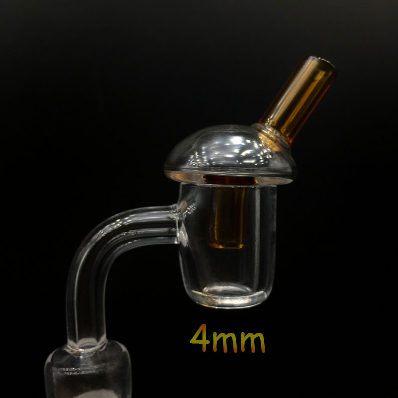 

4mm Thick Flat Top Quartz Banger Nails with 10mm 14mm 18mm Ground Joint with glass bubble carb cap For Oil Rigs Glass Bongs