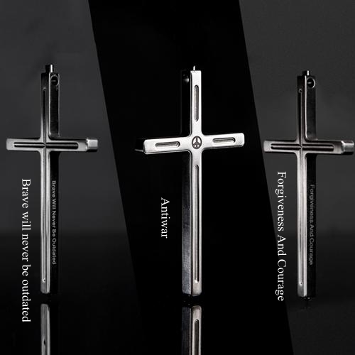 

Titanium TC4 Tactical Cross Pendant Necklace with Tungsten End for Emmergency Hammer / Personal Defense