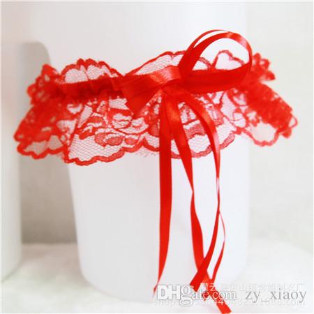 

Free Shipping Women Wedding Accessories Girl Sexy Lingerie Elastic Legs Foot Ring Loops Laciness Lace Big Bow Garter Belt Free Shipping TuiH, Black;white