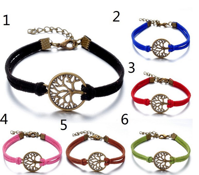 

European style simple handmade genuine leather Infinity bracelets wraps vintage tree of life bracelets jewelry Mix Color