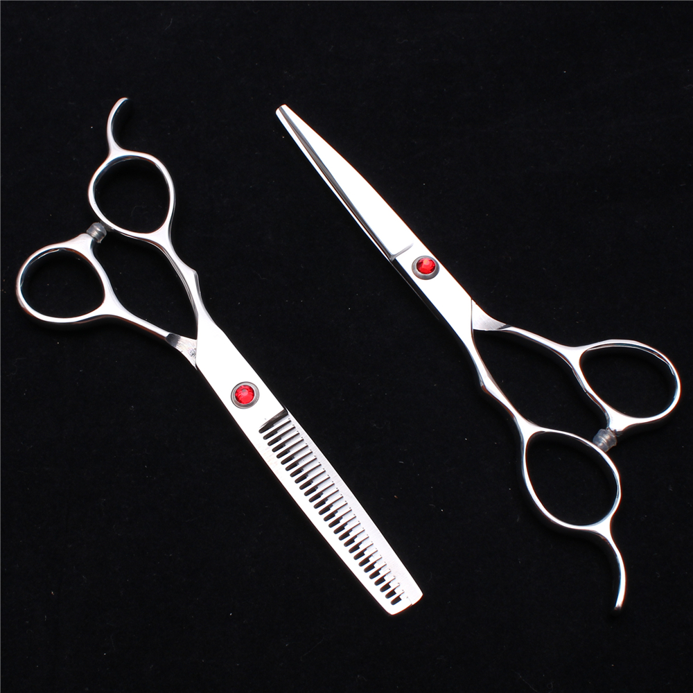 

6" Japan 440C Red Stone Customized Logo Left Hand Scissors Professional Human Hair Scissors Barber"s Hairdressing Shears Styling Tools C8001