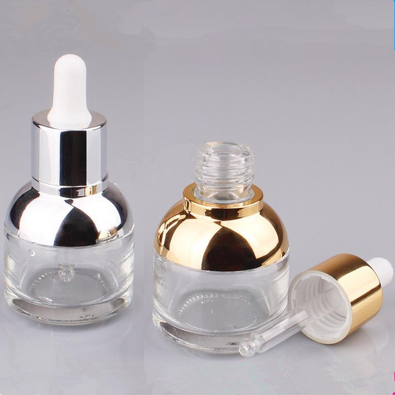 

20ML 30ml Essential Oil Bottle, clear Color With Gold and Silver Circle, Glass With Plastic Head Dropper Bottle F20171749
