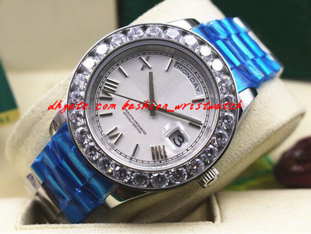 

Fashion Luxury White Diamonds II 18K Roman 41MM Watch 218235 Ceramic Bezel Automatic Mechanical Men Watches Top Quality, Silver