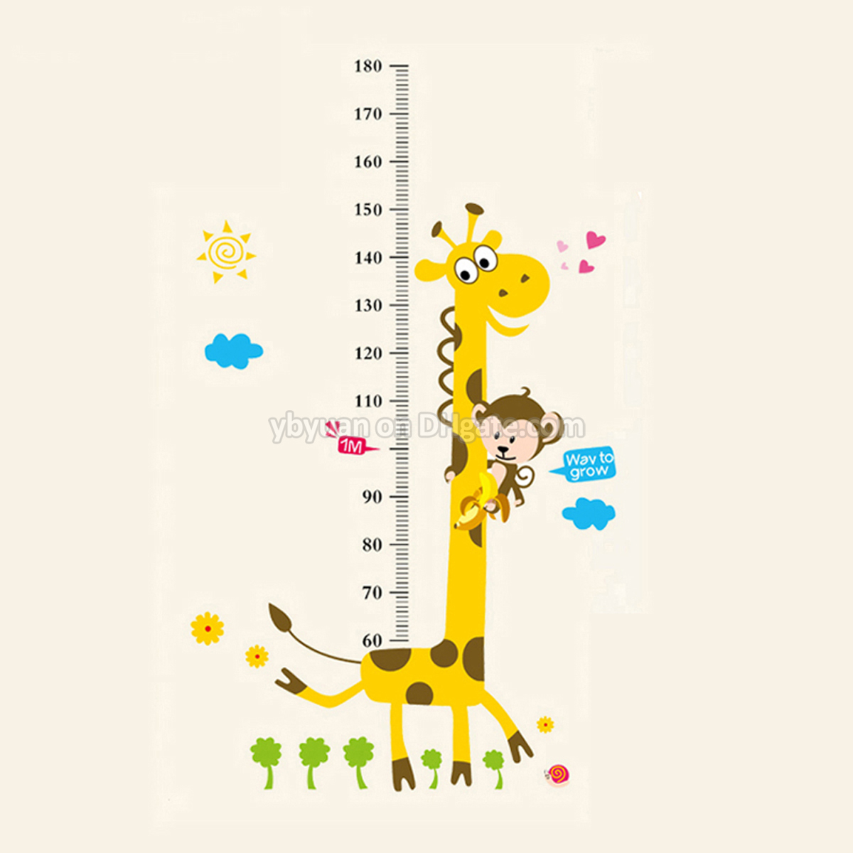 

Removable PVC Children Wall Stickers Large Cartoon Giraffe Height Growth Chart Decal For Kids Room Decoration