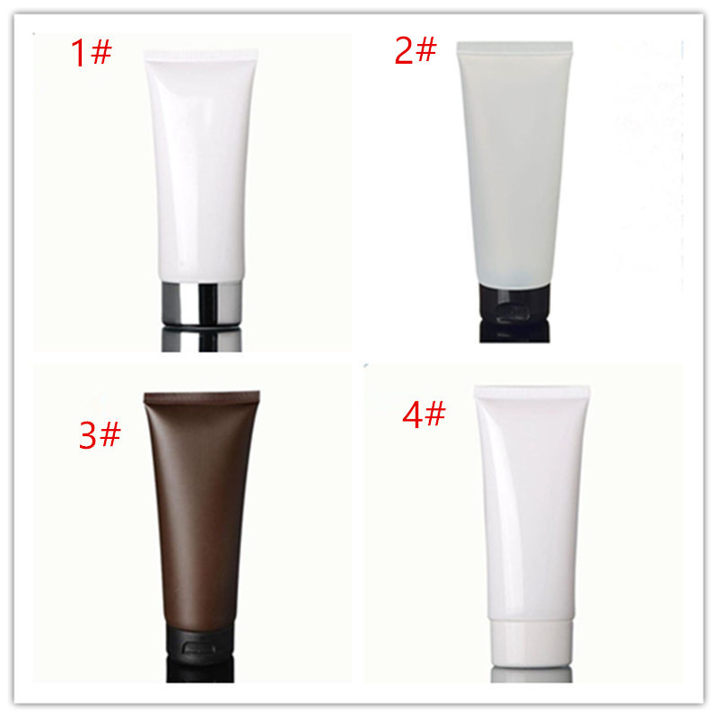 

100ml White Amber soft tube / black pp cap /cream lotion bottle / plastic PE hoses / cosmetic packaging empty bottles F20171871