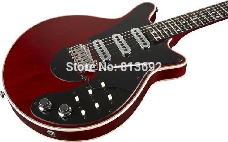 

Custom Shop BM01 Brian May Signature Wine Red Guitar Black Pickguard Tremolo Bridge, Kroean Chrome Pickups, 22 Frets China OEM Guitars
