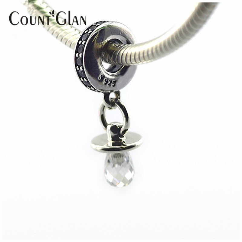 2016 Mother's Day Collection Original 925 Sterling Silver Dummy Pendant Charm Bead With Crystal Dangle Fits Pandora DIY Bracelet