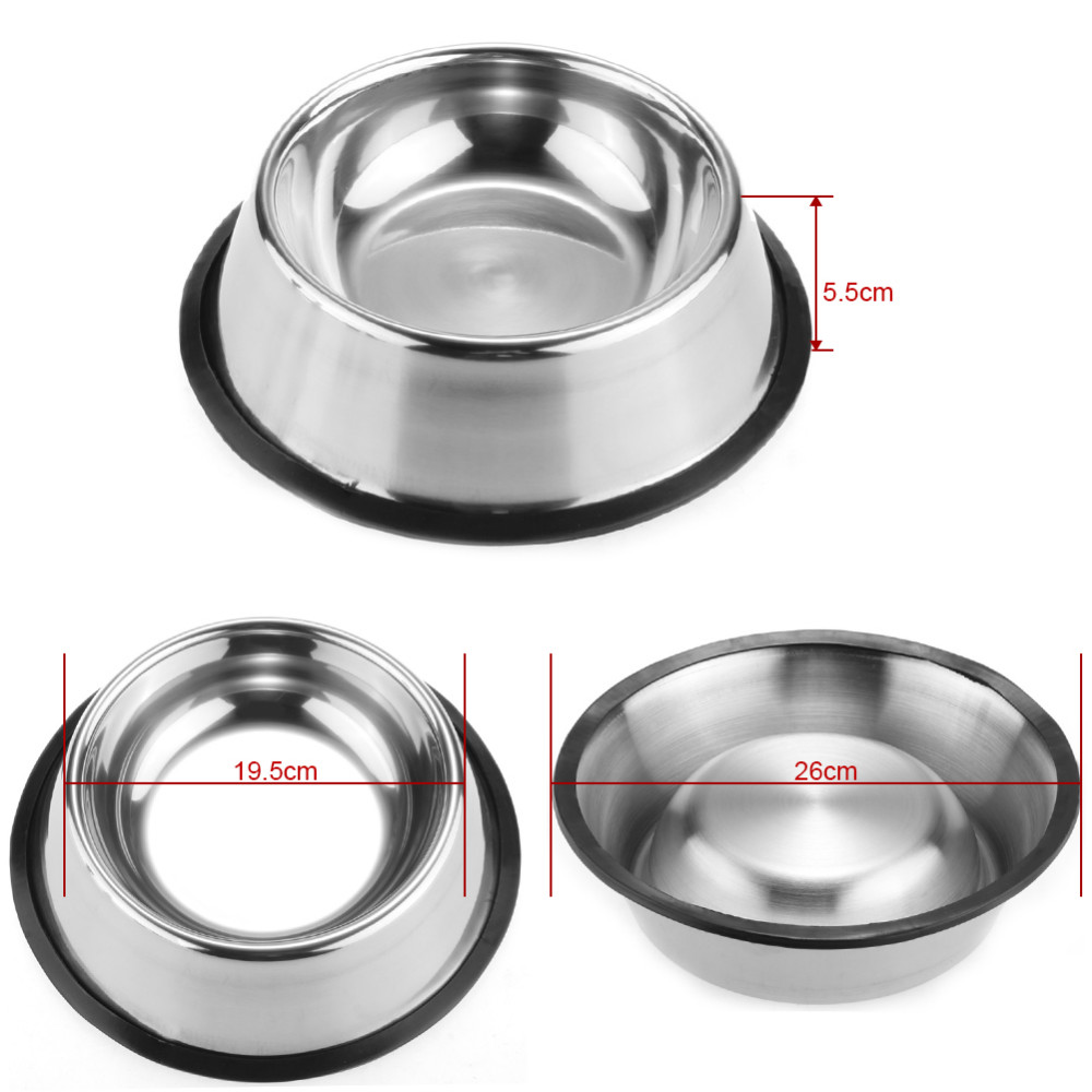 

Stainless Dog Bowl Pets Steel Standard Pet Dog bowls Puppy Cat Food or Drink Water Bowl Dish 77