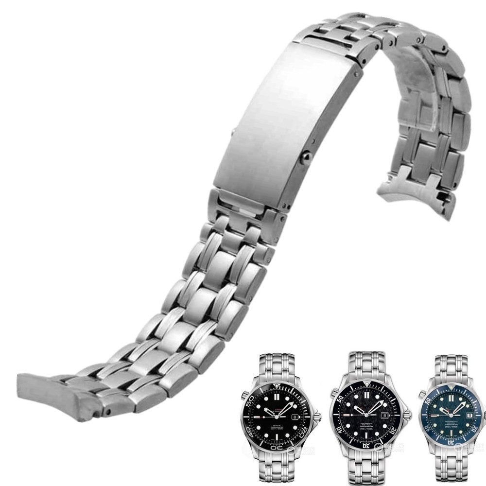 

Solid Stainless Steel Watchband 20mm 22mm Silver Watch Bracelet for Omega 300 007 Strap Men's Watch Band + Free Tools