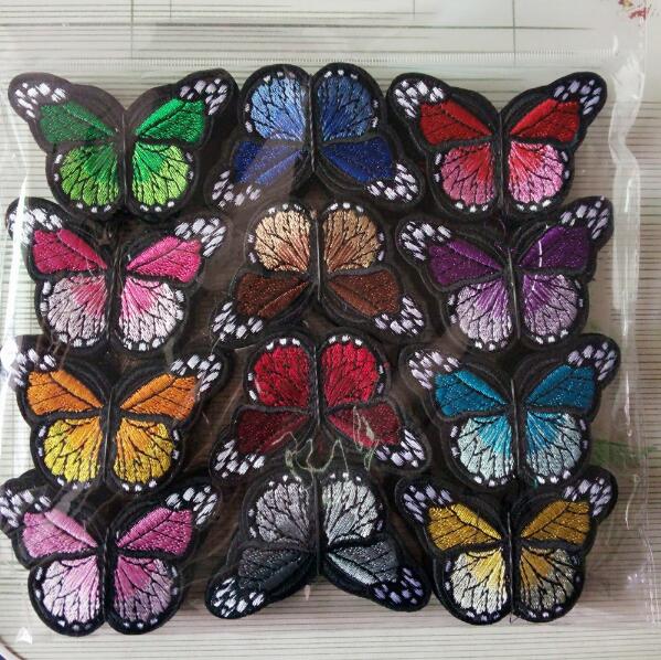 Blue Butterfly Embroidered Patch Iron//Sew on Sewing Soluble Delicate