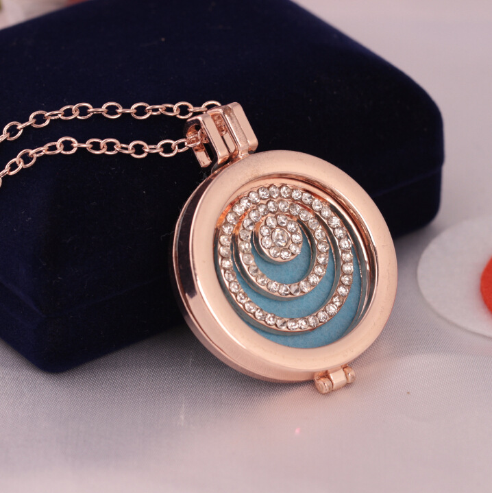 

Coin Disc Perfume Fragrance Necklace Essential Oil Diffuser Necklace Jewelry Aromatherapy Locket Necklace For Women NE599, Silver