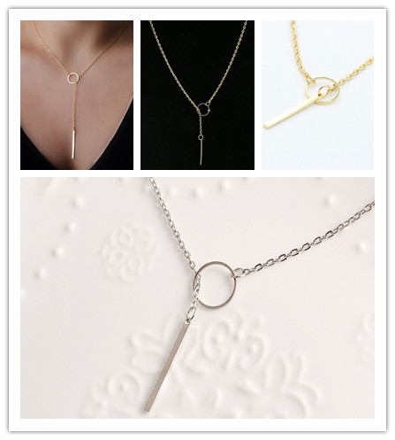 

Wholesale- Hot-selling fashion bar simple necklace Exquisite Beautiful Simple Golden Bar Lariat Necklace Gift