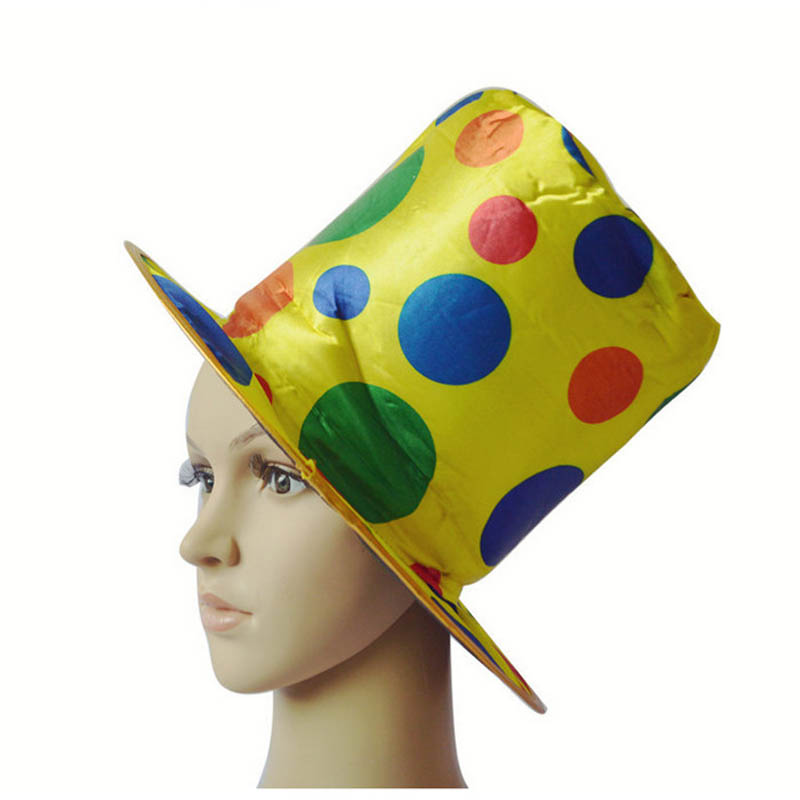 Colorfs Polka Dot Rainbow Circus Magician Cap Clown Costume Jester Hat Halloween