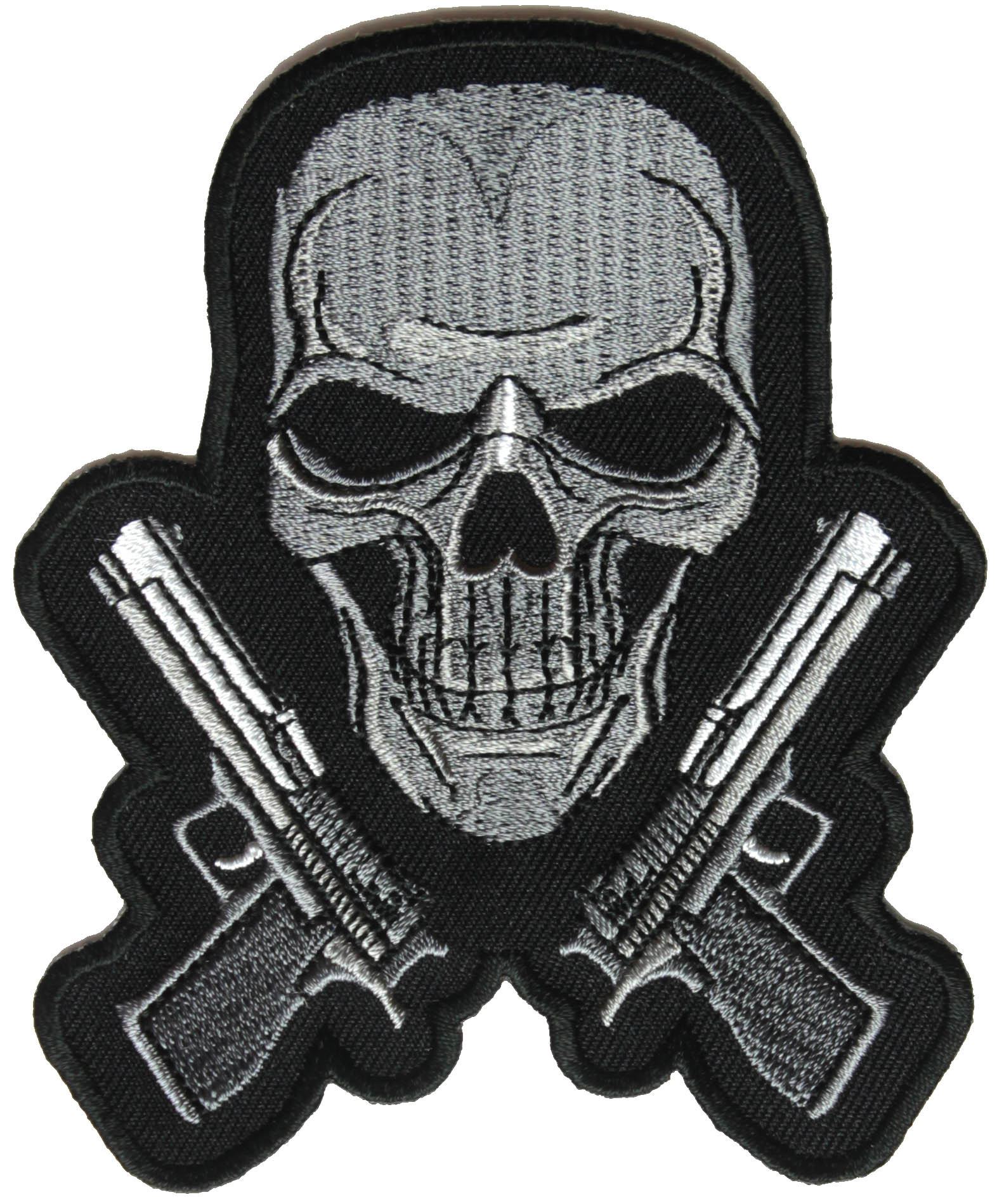 

Black and White Guns and Skull Metal Embroidered Iron On DIY Applique Back Patch - 3.5*4.25 INCH Free Shipping