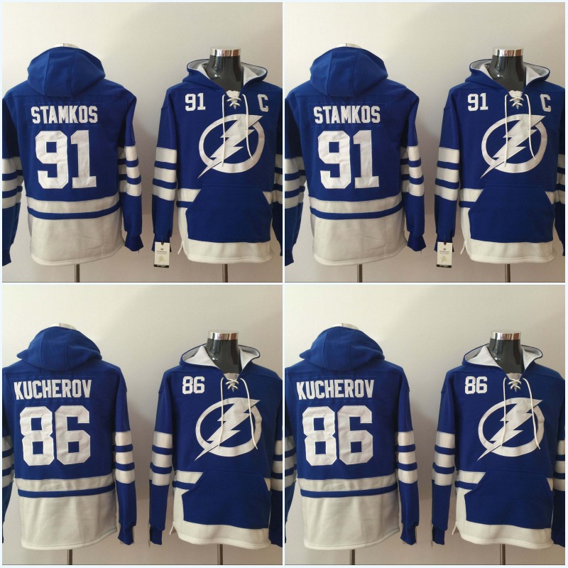 

Mens Tampa Bay Lightning Jerseys 86 Nikita Kucherov 91 Steven Stamkos Hoodies Jerseys Sweatshirts High Quality Free Shipping, 91 blue