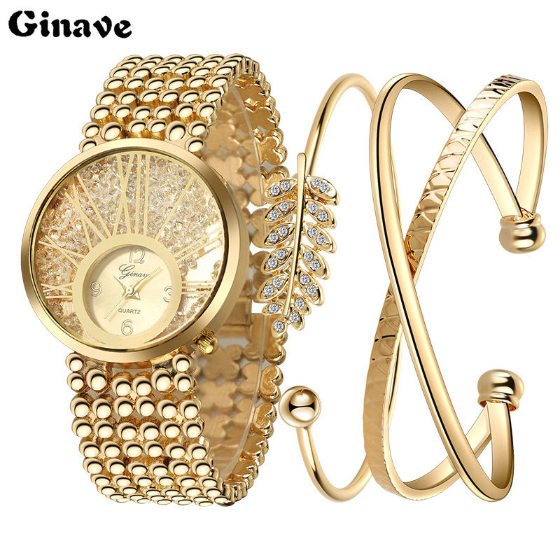 

New Ladies Fashion Watches 18K Gold Bracelet Set Watch Is Very Stylish And Beautiful Show Woman's Charm