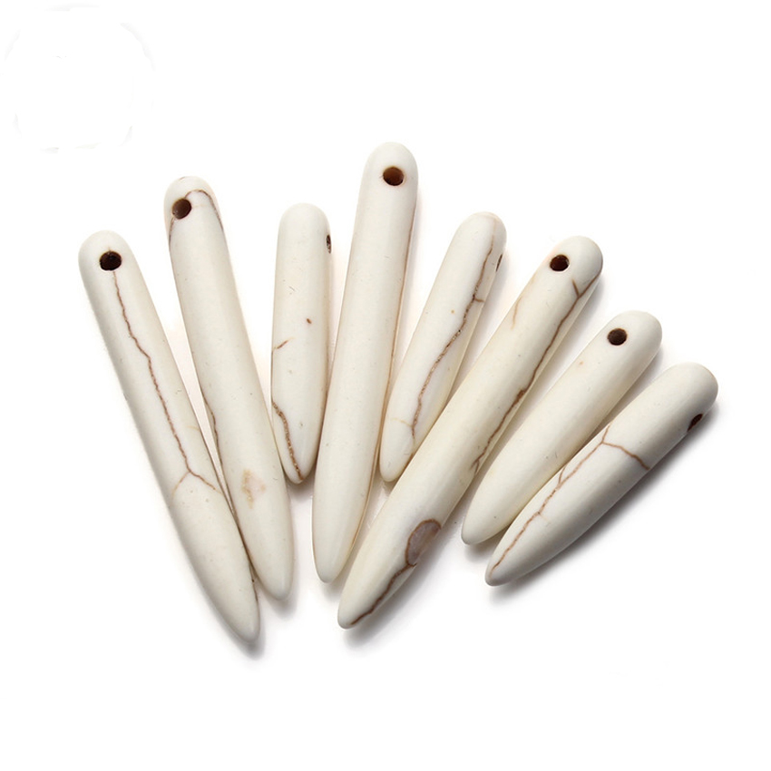 

Natural Stone Beads 20pcs/lot 5x35mm 5x40mm 5x45mm 5x50mm Blue White Turquoise Bead Loose Spacer Beads For DIY Necklace Jewelry Making