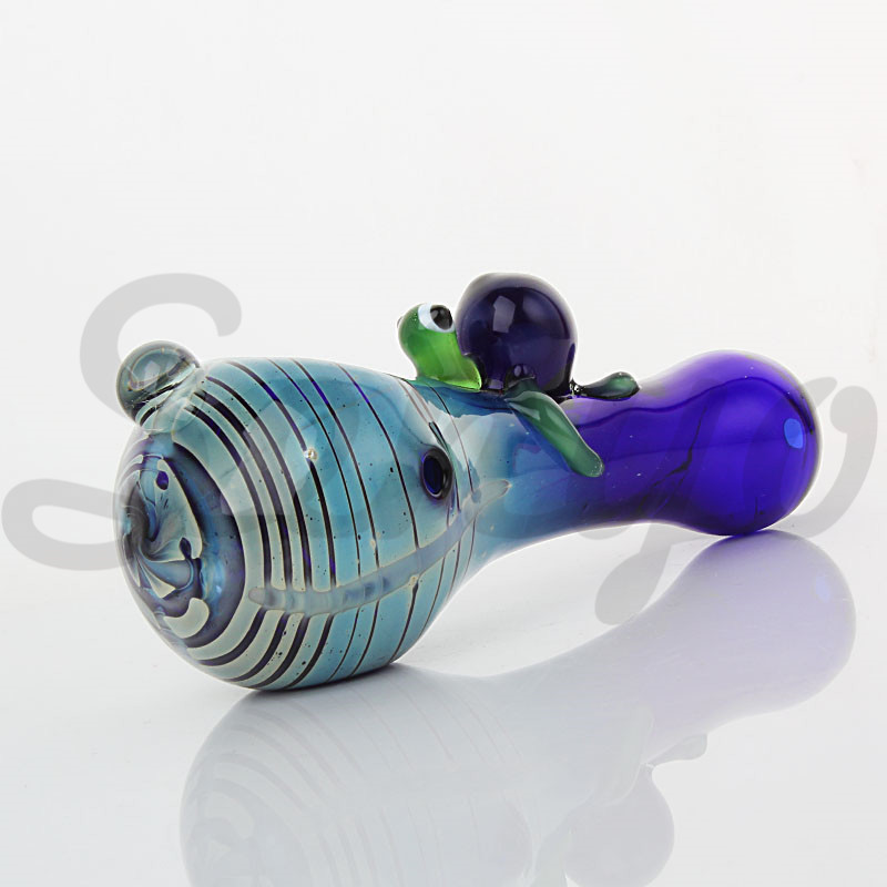 

2017 heady glass pipes Blue Fumed Turtle hand Pipe glass tube glass Smoking pipe free shipping