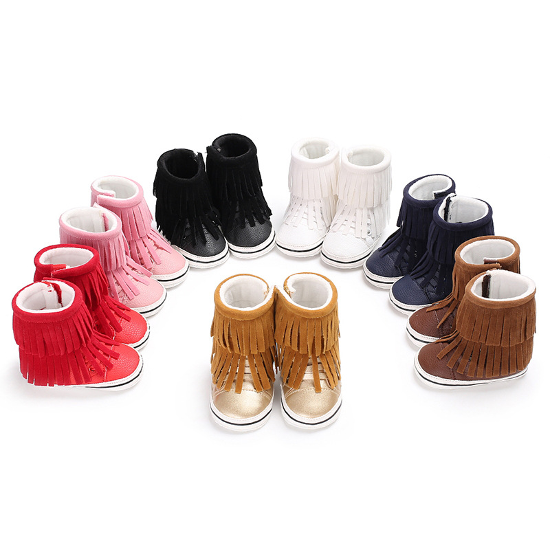 

New Arrival INS Tassel baby boots Fashion Winter baby First Walkers shoes Comfortable Warm outdoor Mocs, Blue