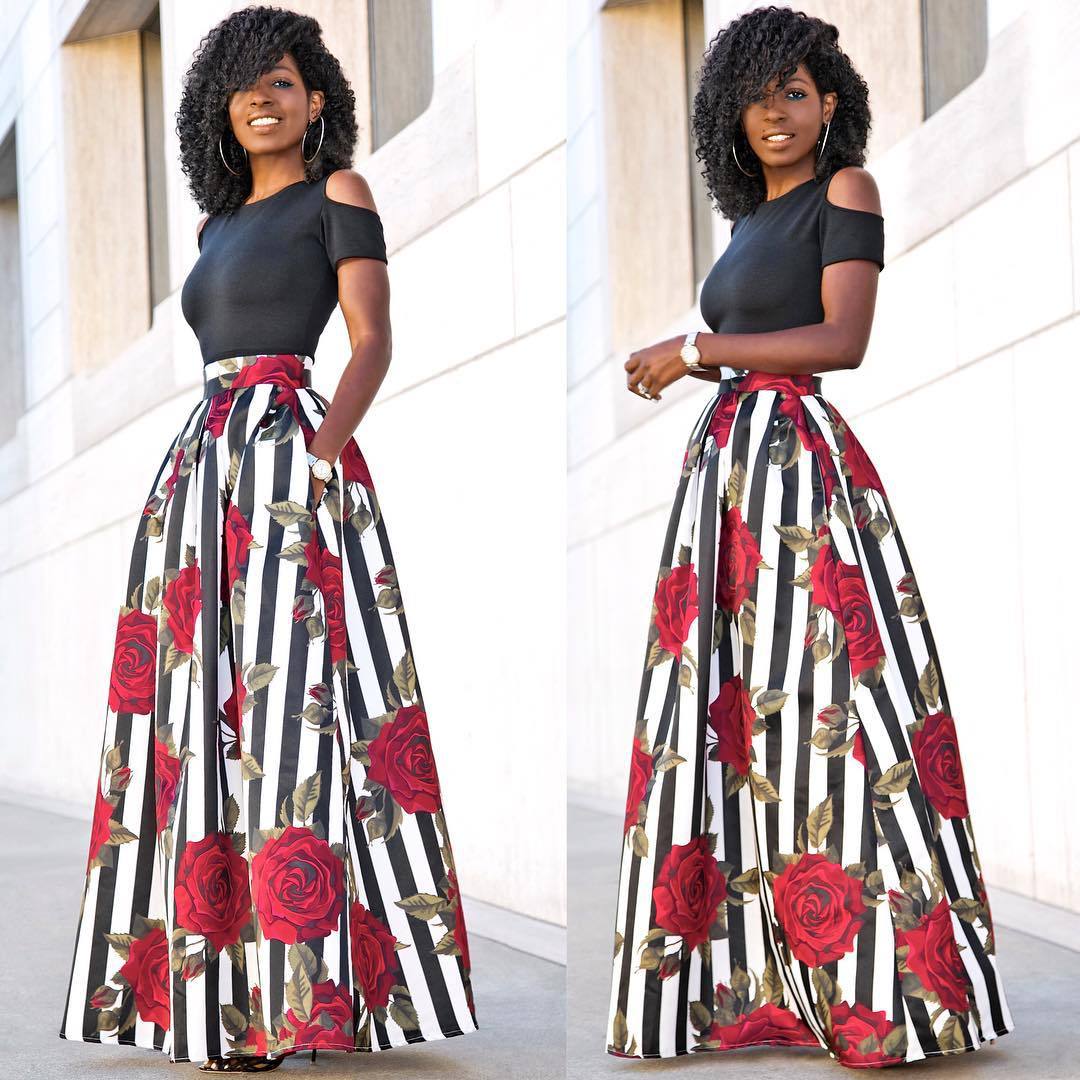 

New Summer Two Pieces Casual Women Maxi Dresses Short Sleeve Black Top Long Pattern Floral Dress Vestidos Sexy Bohemian Beach Maxi Dress