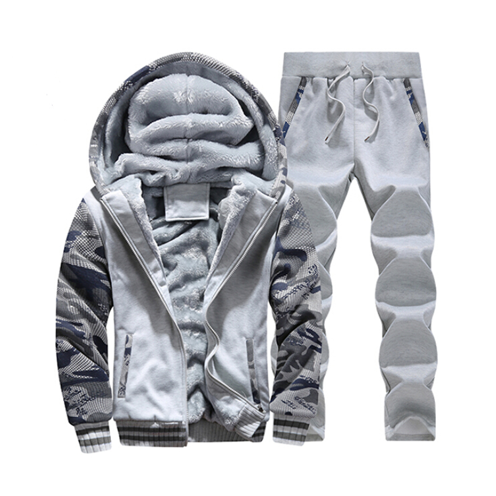 Wholesale-2016 Winter Men's Casual Hoodie Pants Suit Male Camouflage Printed Hooded Jacket Sport Mens Hoodies and Sweatshirt+Pants 4XL