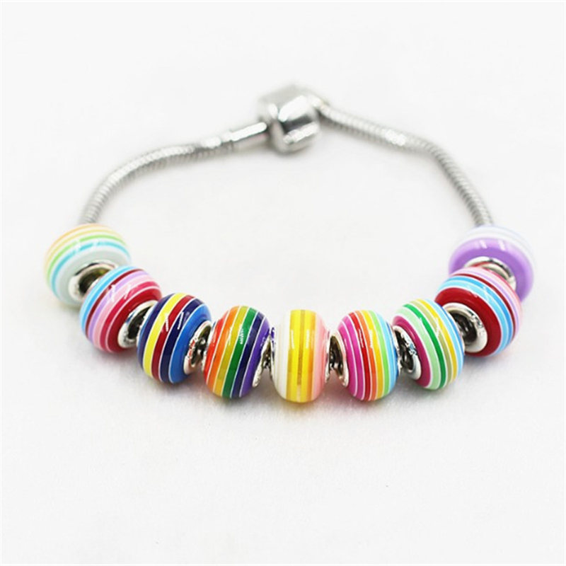 

Rainbow Loose Charm Bead Replacement 925 Silver Plated Fashion Women Jewelry European Style For Pandora Bracelet Necklace, Bronze;silver
