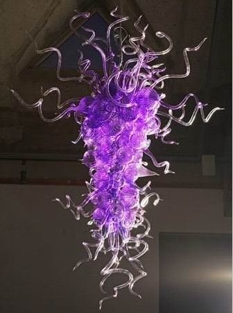 Factory Lamps Outlet Fancy Purple Color Chandeliers Handmade LED Blown Glass Art Chandelier Lighting-image-406682655
