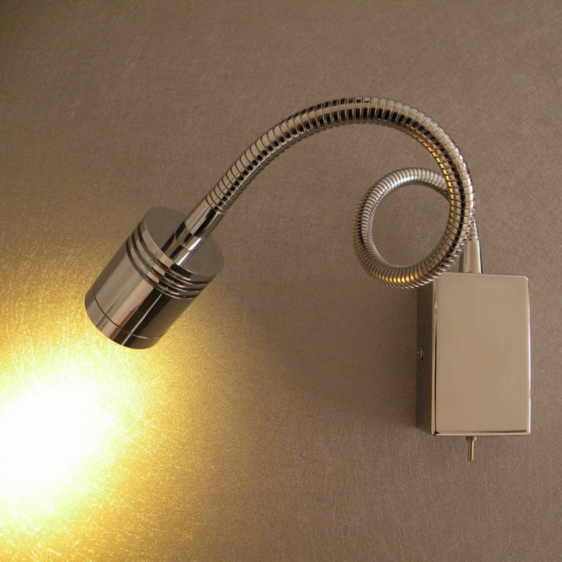 

Topoch LED Bed Lamp Wall Mounted Chrome Finish Flexible Arm Directional Spotlight Narrow Beam Inbuilt Driver for House Camper Trailer Boat