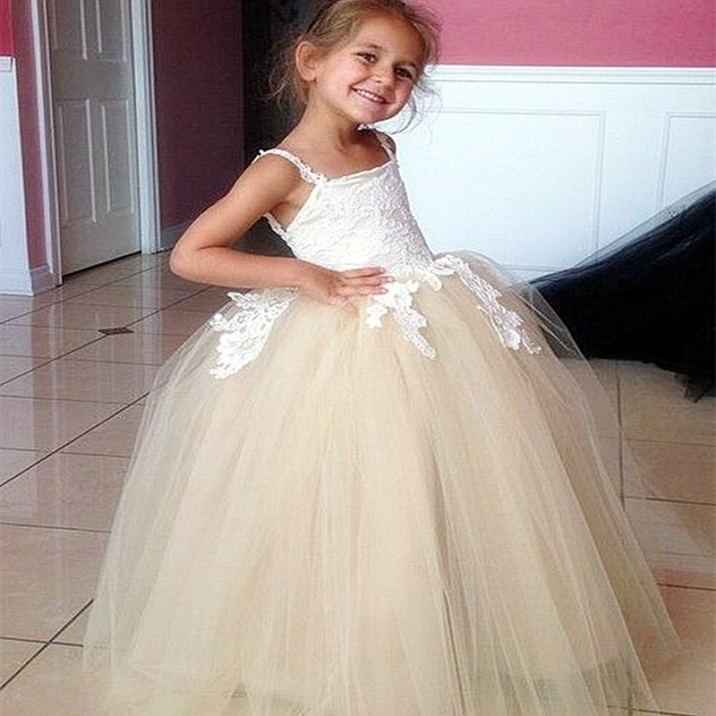 

New Flower Girl Dresses Sashes Keyhole Party Communion Princess Pageant Dress Little Girls Kids/Children dress for Wedding, Gold