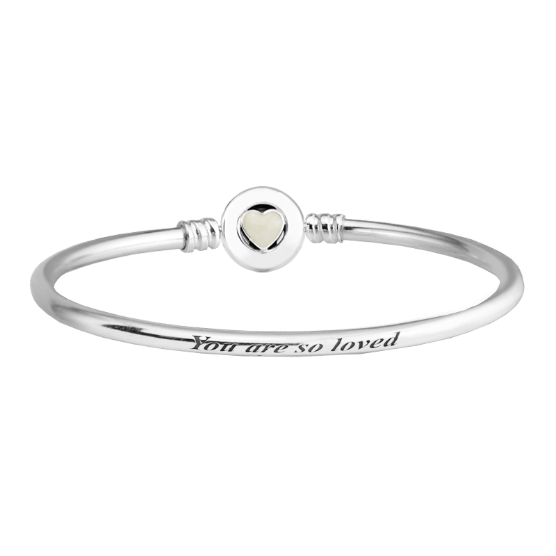2018 mother day Silver Bangles Original Authentic 925 Sterling Silver Jewelry Loving Heart, Silver Enamel, Bracelets for Women good gift