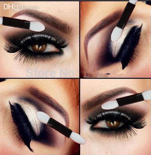 

Wholesale-NEW Disposable Make Up Eye Shadow Applicator Brush double-headed sponge eye shadow brush (100pcs/lot) + Free shipping